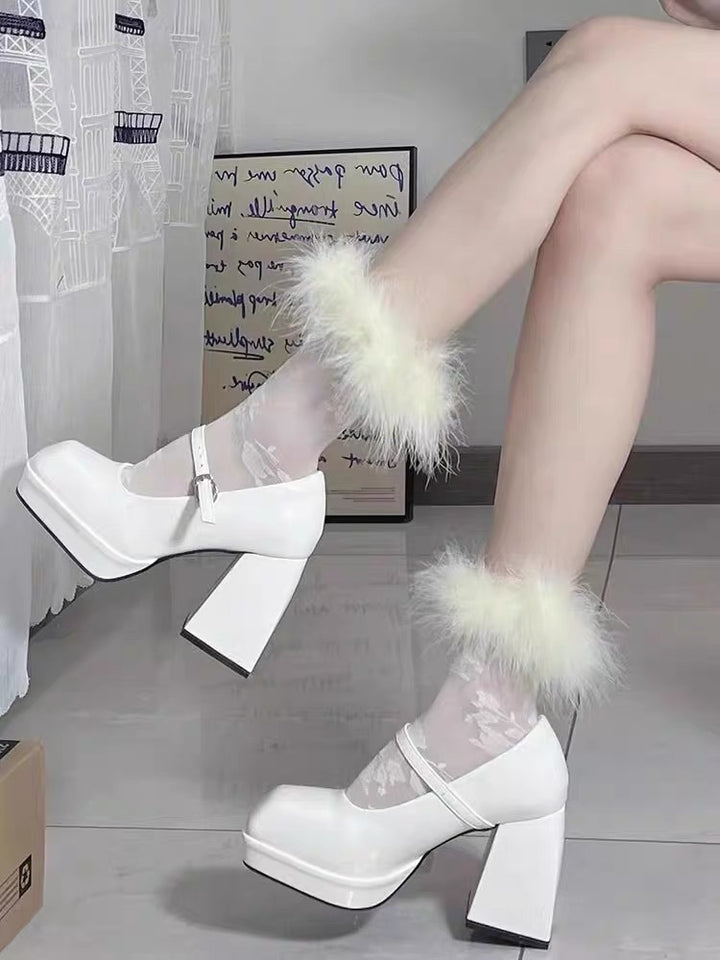 Retro Square Toe Mary Jane Chunky Heel Pumps
