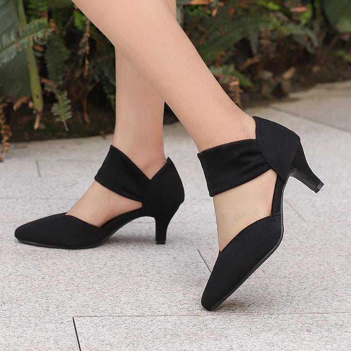 Suede Mid-Heel Hollow Summer Sandals