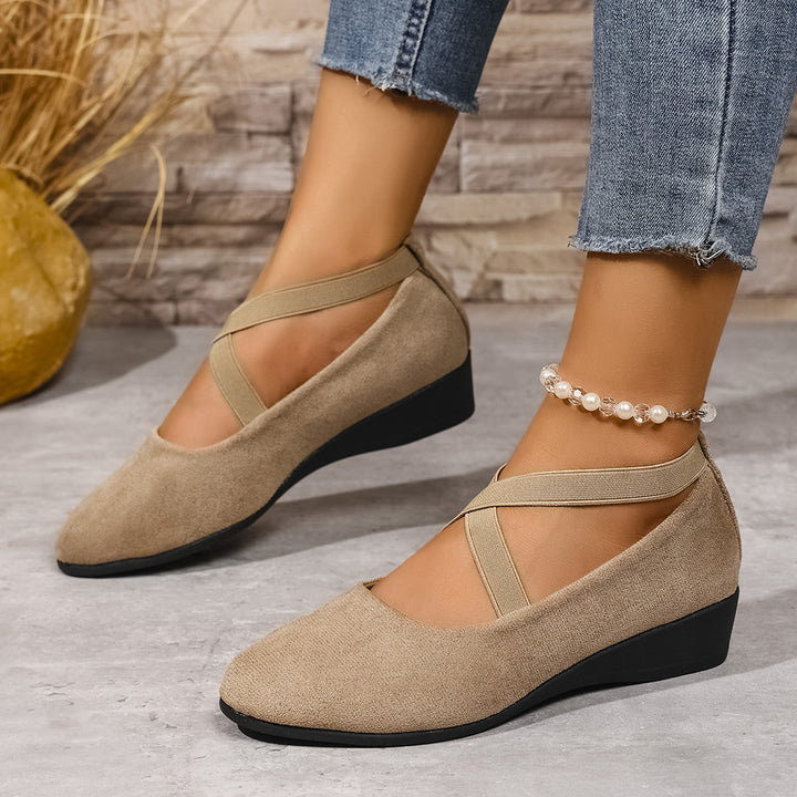 Pointed Toe Suede Wedge Flats