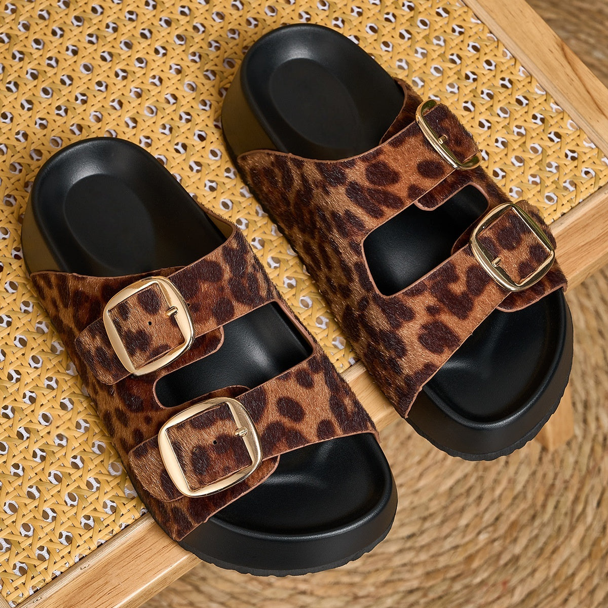 SUNKISSEDSTEP Women’s Savannah Leopard Platform Sandals (US 6–9)