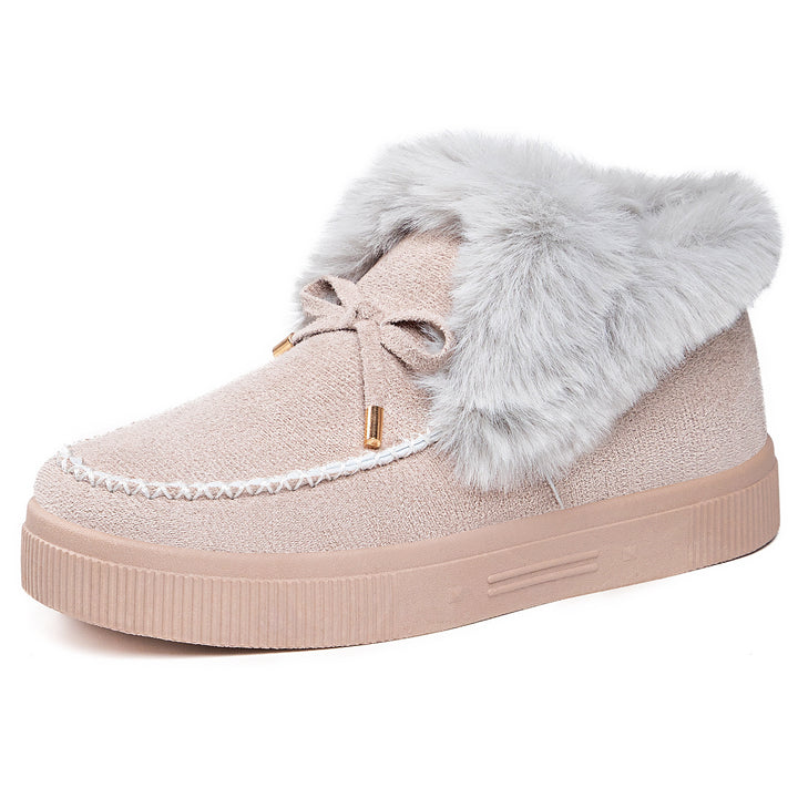 SUNKISSEDSTEP Women’s Plush-Collar Suede Platform Snow Boots