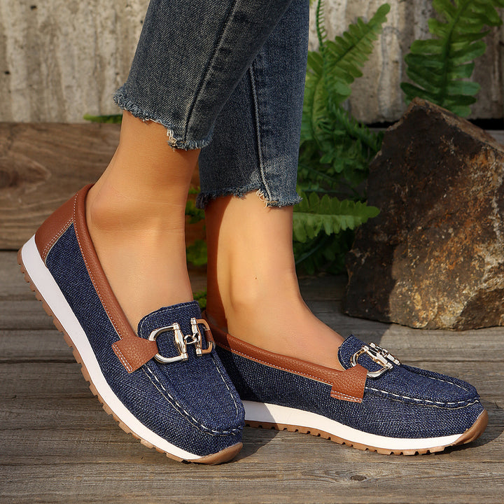 SUNKISSEDSTEP Women’s Chain Detail Platform Loafers