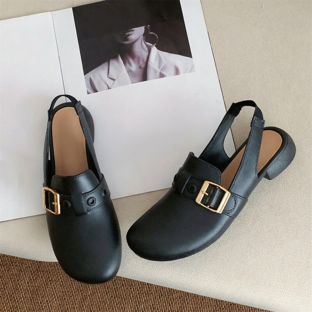 Elegant Buckle Back-Strap Flats