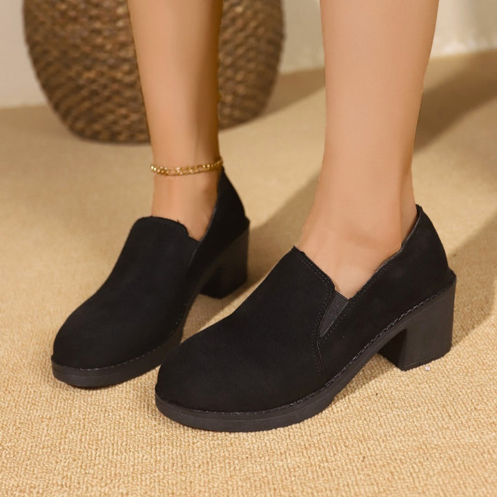 Suede Block Heel Loafers