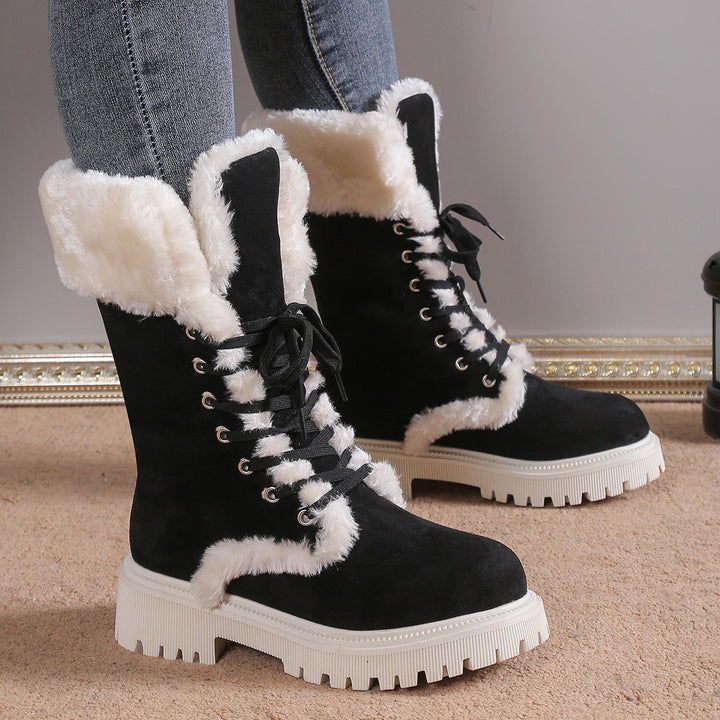 SUNKISSEDSTEP Women’s NorthHaven Plush Lace-Up Snow Boots