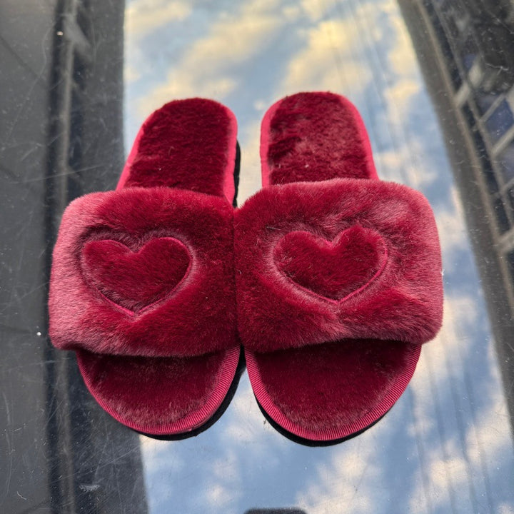 SUNKISSEDSTEP Women’s Heart Plush Cozy Home Slippers
