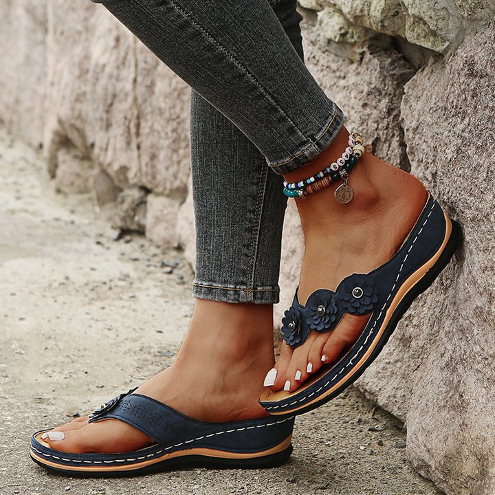 SUNKISSEDSTEP Women’s Blossom Wedge Toe-Loop Sandals