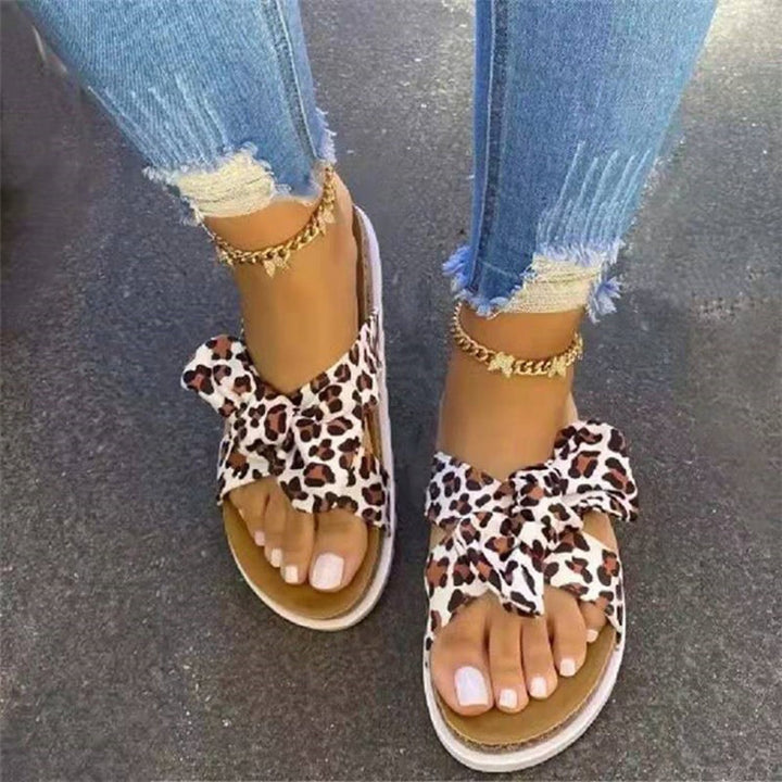 SUNKISSEDSTEP Women’s Leopard Bow Comfort Slides (US 5.5–9.5)