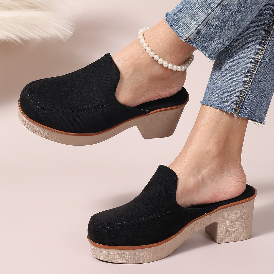 SUNKISSEDSTEP Women’s Elegant Block Heel Mule Shoes