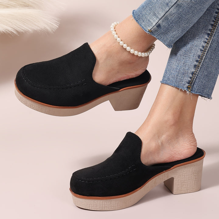 SUNKISSEDSTEP Women’s LuxeComfort Suede Mule Heels