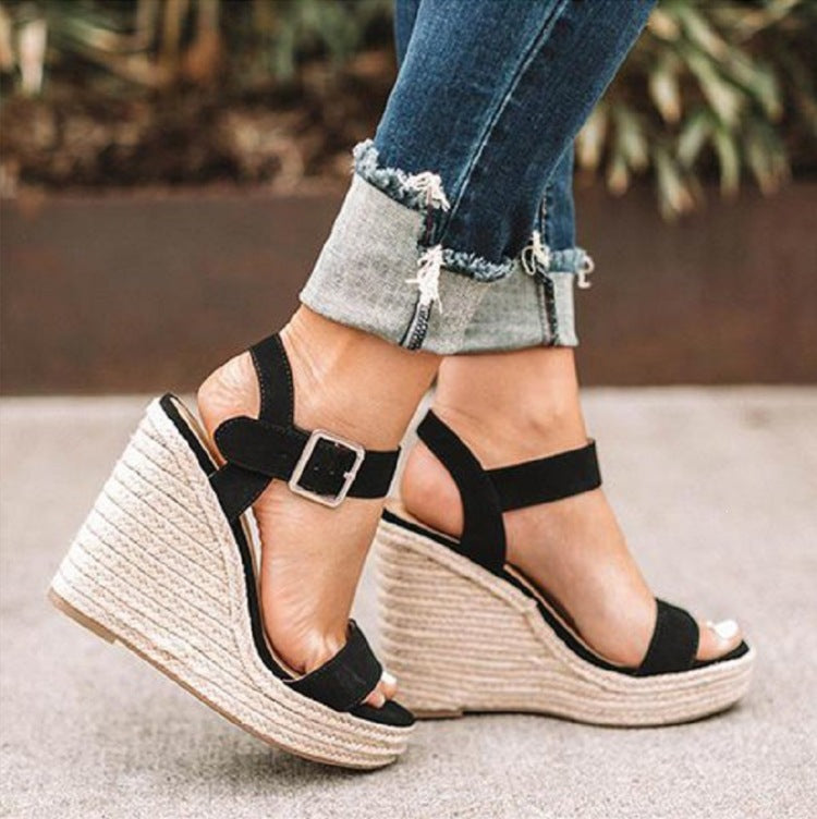 Peep Toe Espadrille Wedge Sandals