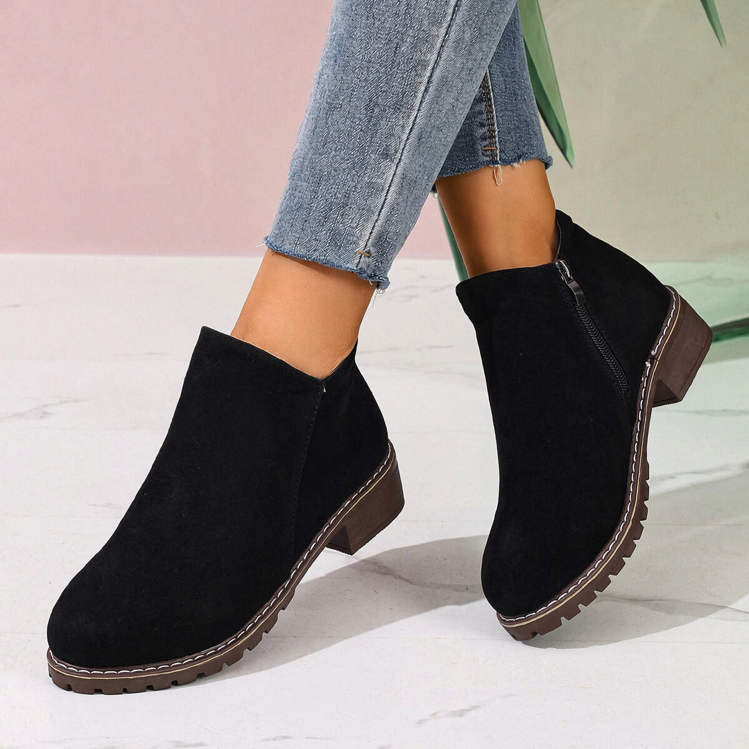 SUNKISSEDSTEP Women’s Suede Low Block Heel Ankle Boots