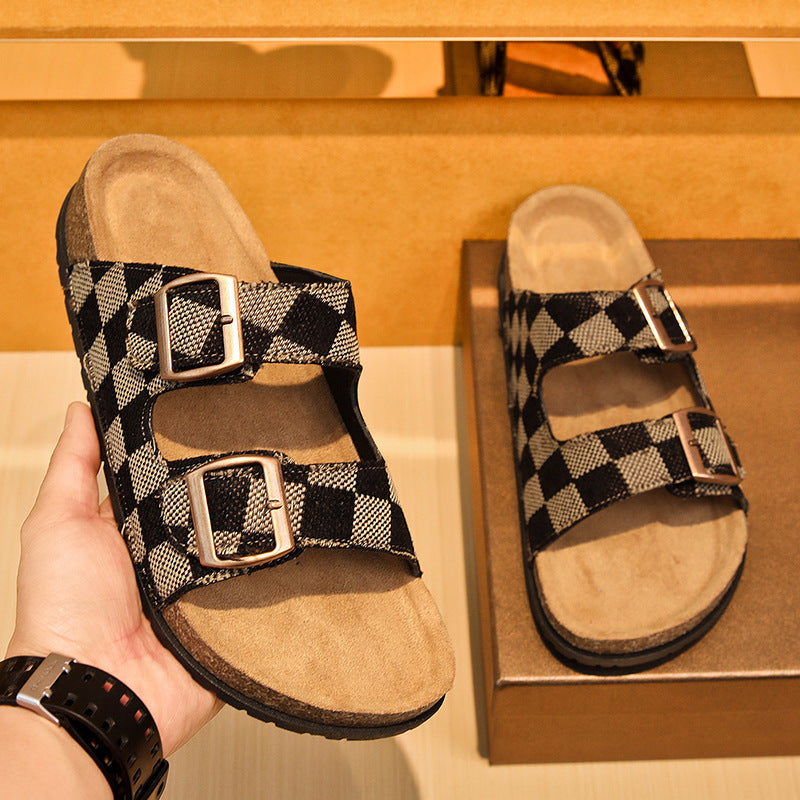 SUNKISSEDSTEP Women’s &amp; Men’s Coastal Cork Double-Buckle Slides (US 6–11)