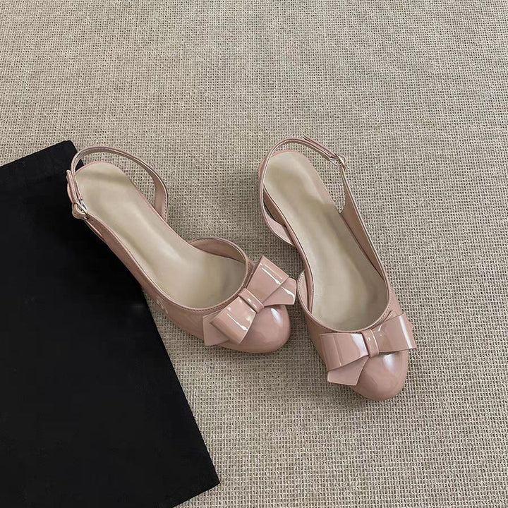 Bow Slingback Block Heel Shoes