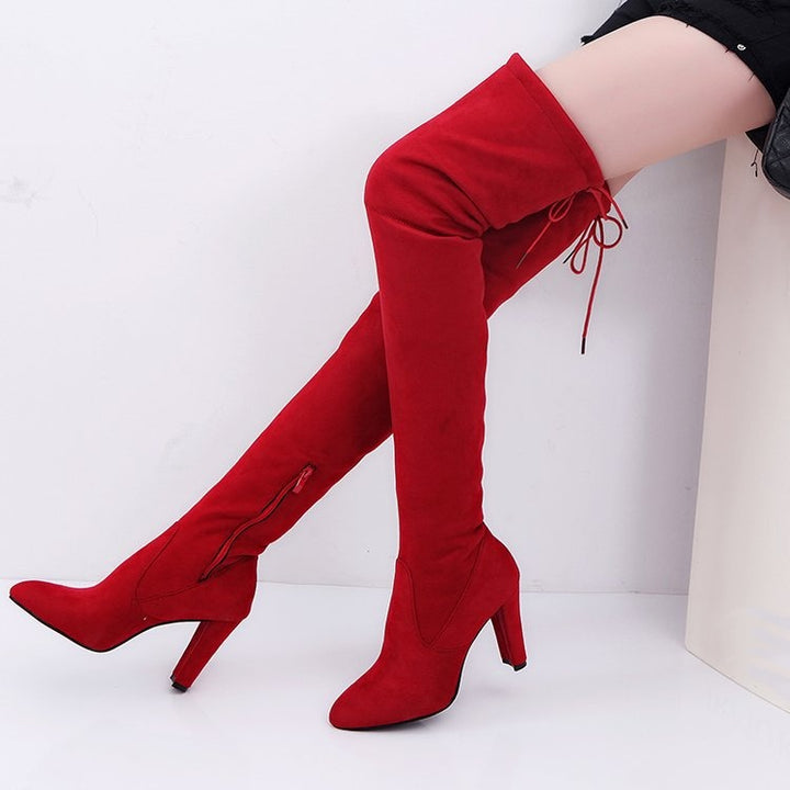 SUNKISSEDSTEP Women’s VelvetLine Over-the-Knee High Heel Boots