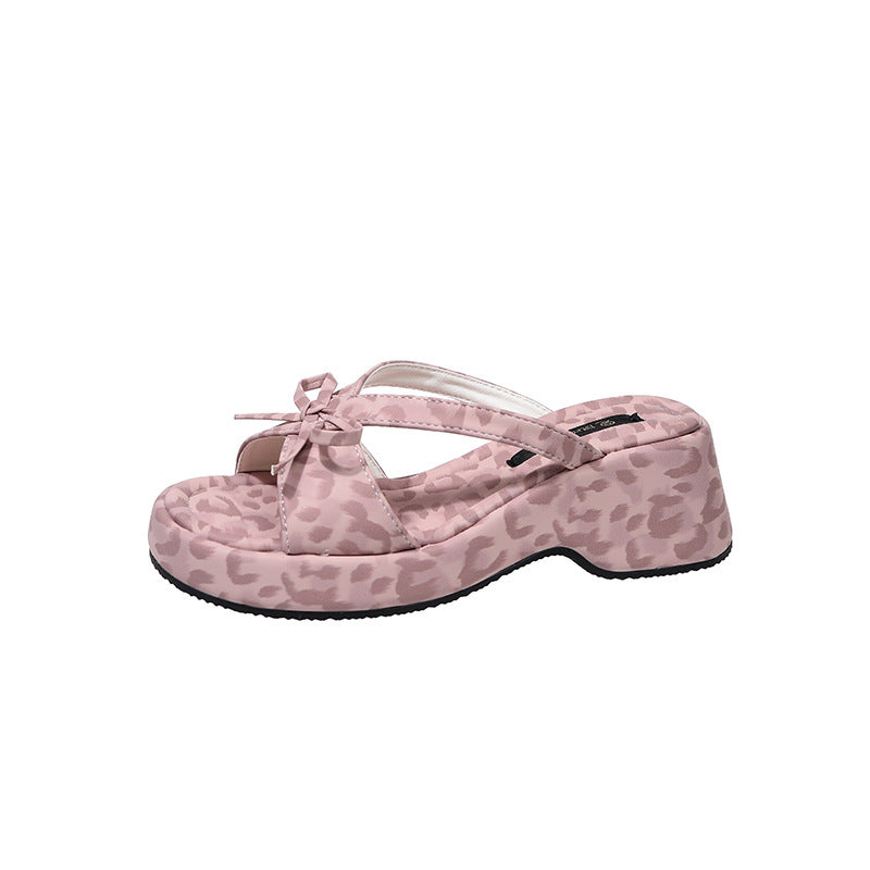 Bow Platform Slide Sandals