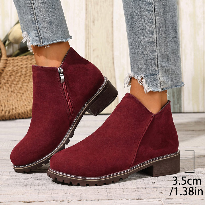 SUNKISSEDSTEP Women’s Suede Low Block Heel Ankle Boots