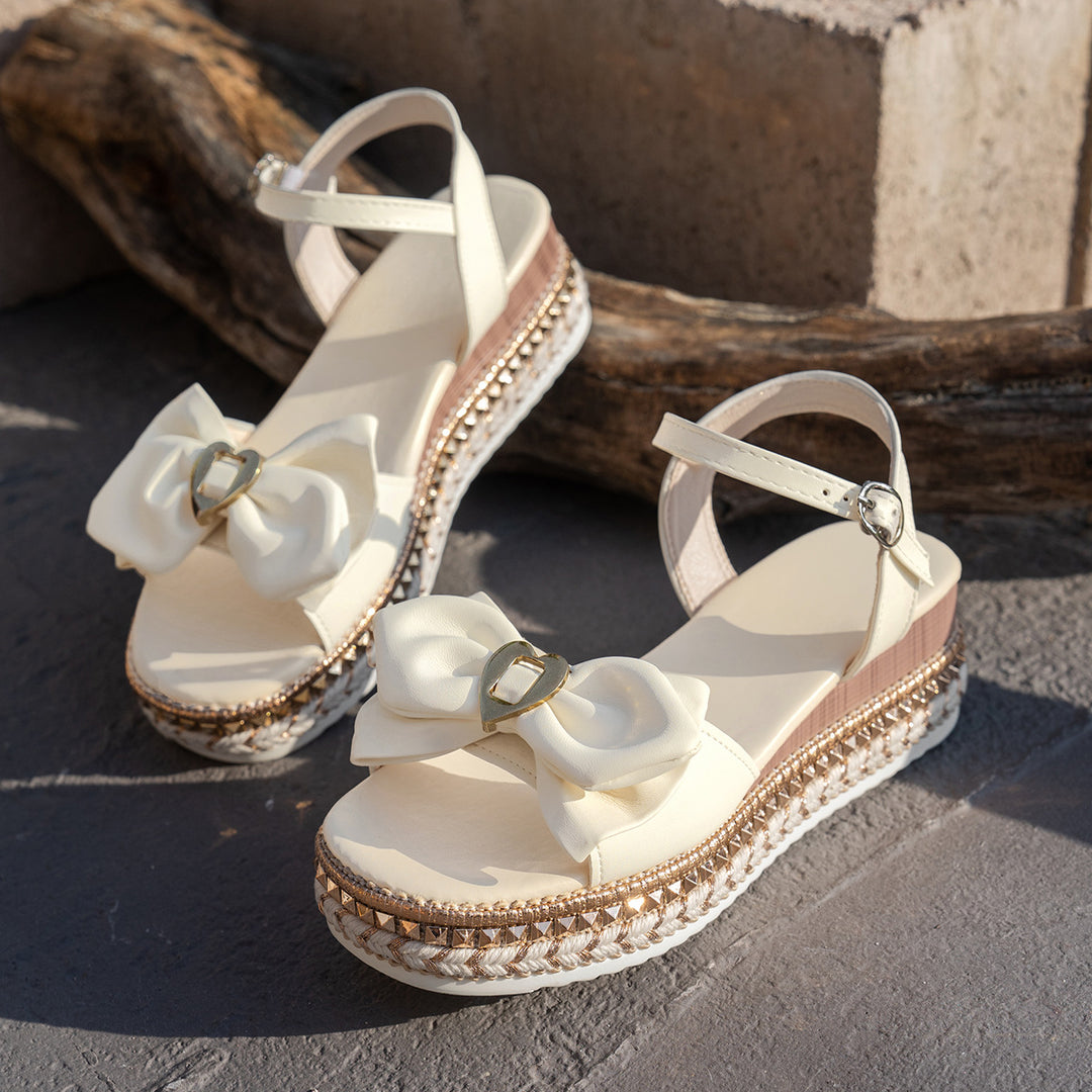 SUNKISSEDSTEP Women’s Bow Wedge Platform Sandals