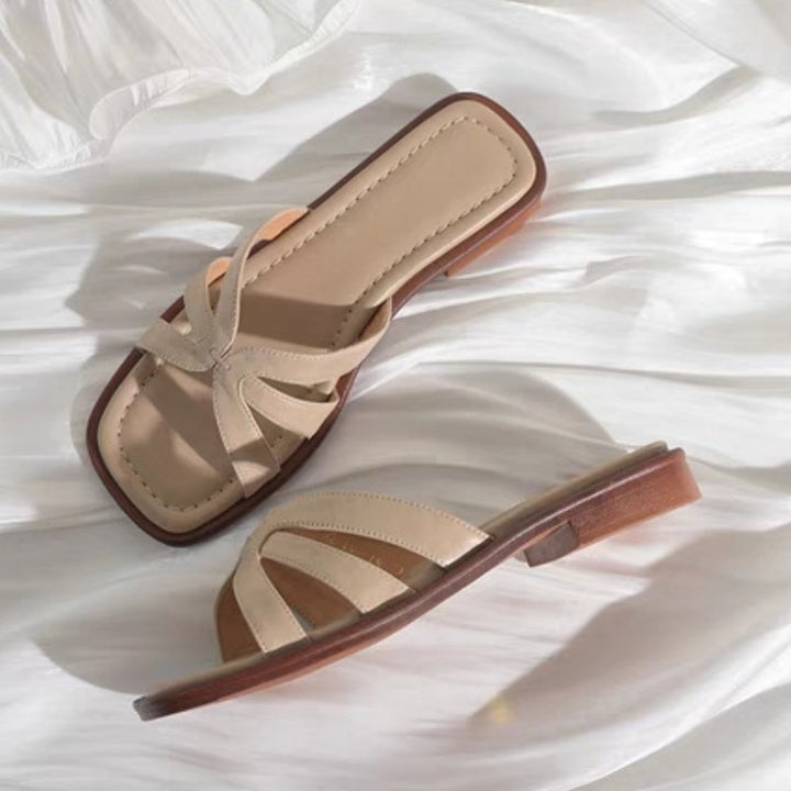 Woven Cross Strap Slide Sandals