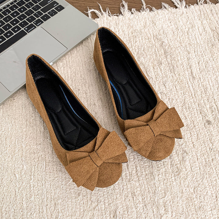 Suede Bow Soft Sole Flats