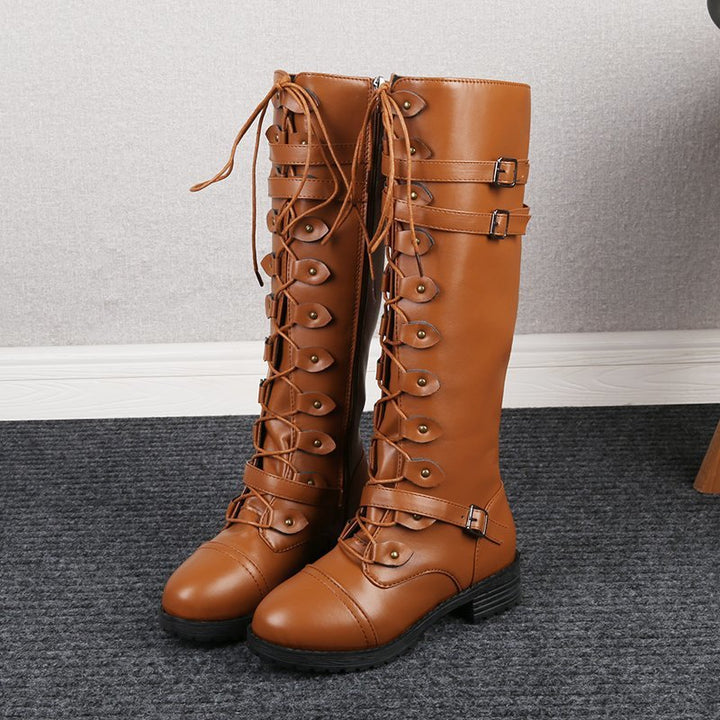 SUNKISSEDSTEP Women’s Vintage Lace-Up Riding Boots