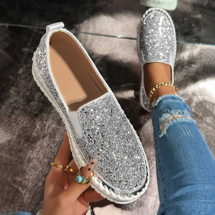 SUNKISSEDSTEP Women’s Sparkle Platform Slip-On Loafers
