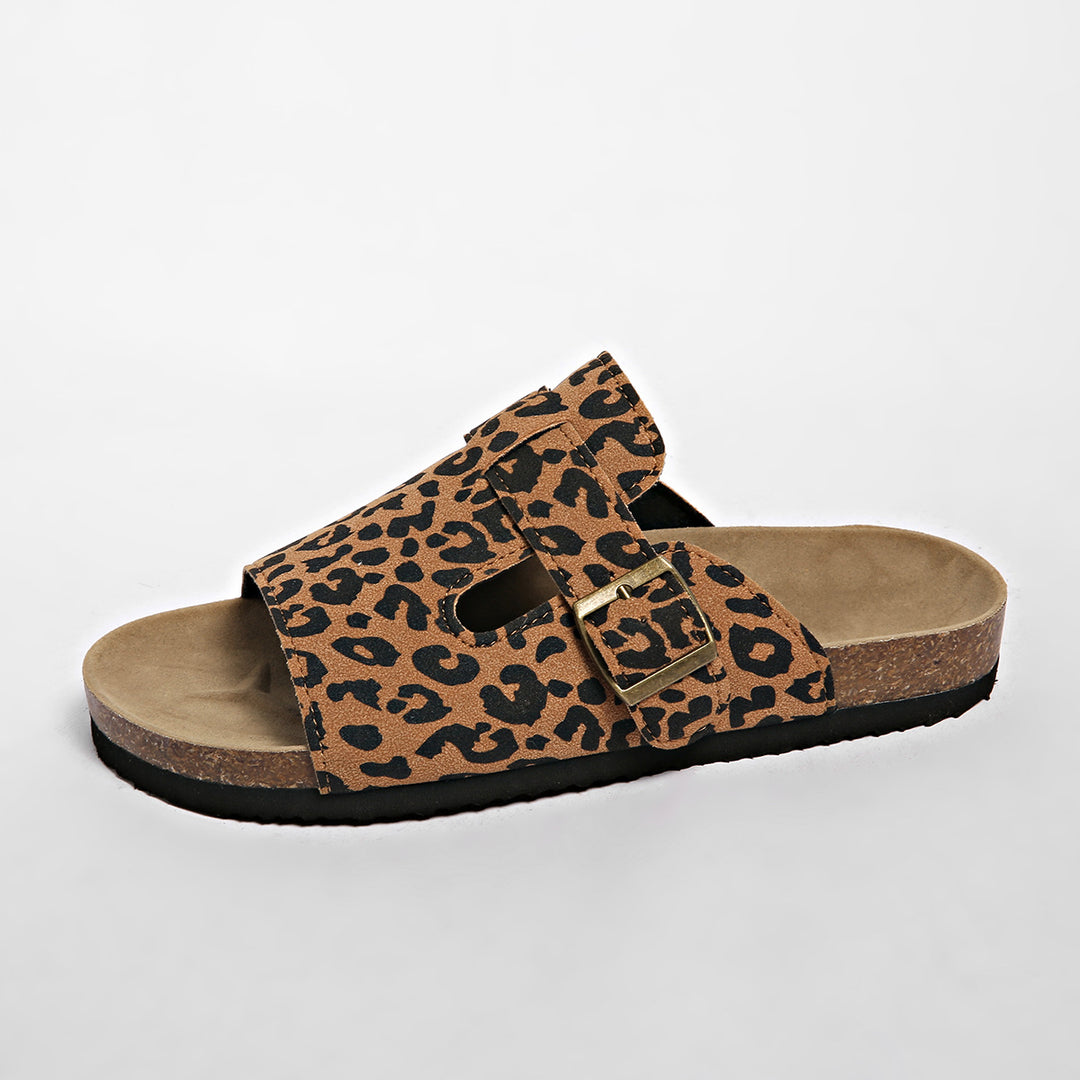 SUNKISSEDSTEP Women’s Leopard Chic Double-Strap Slides (US 5.5–9.5)