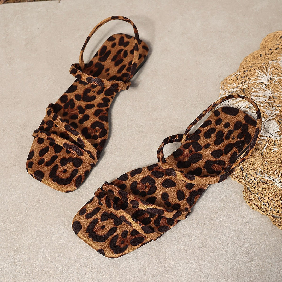 SUNKISSEDSTEP Women’s Livia Leopard Flat Sandals