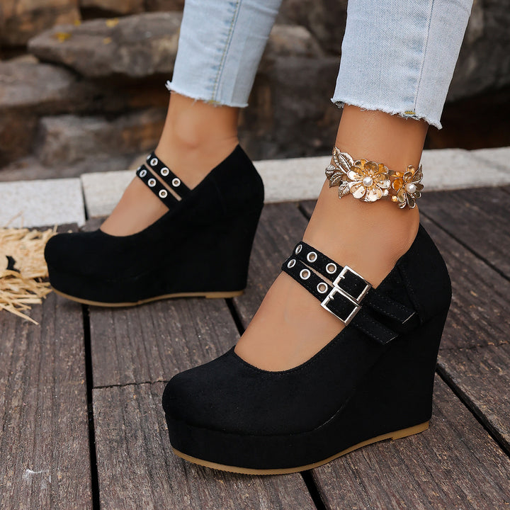 SUNKISSEDSTEP Women’s Buckle Wedge Platform Shoes