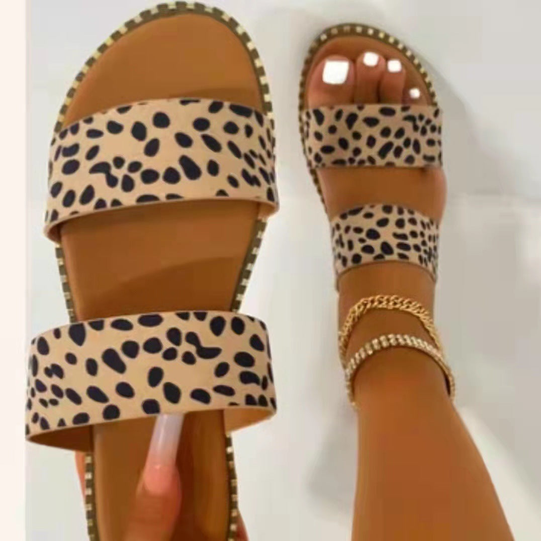 SUNKISSEDSTEP Women’s Luna Leopard Flat Slides