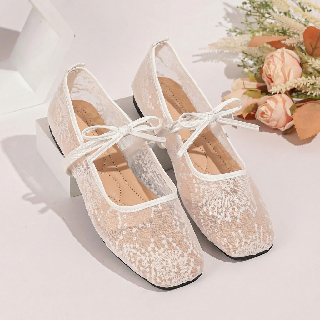 Lace Mesh Mary Jane Flats