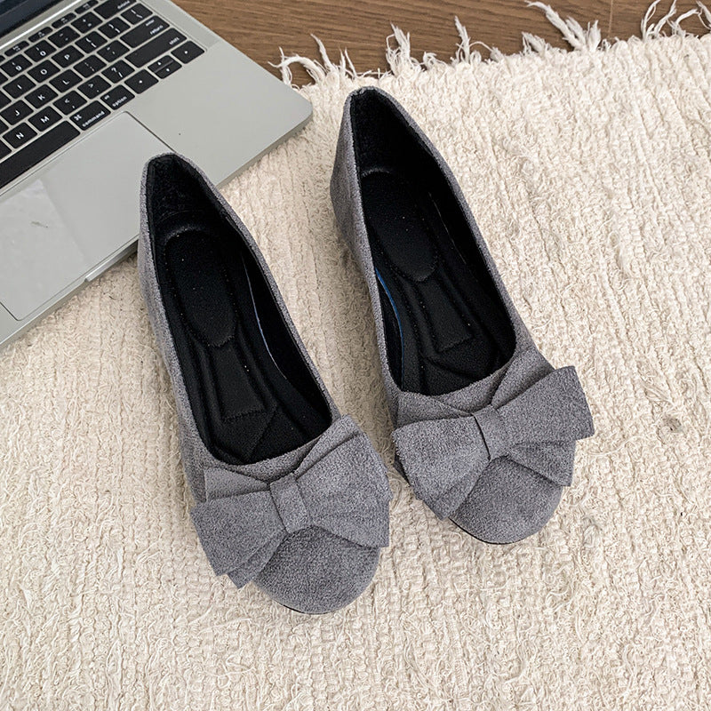 Suede Bow Soft Sole Flats
