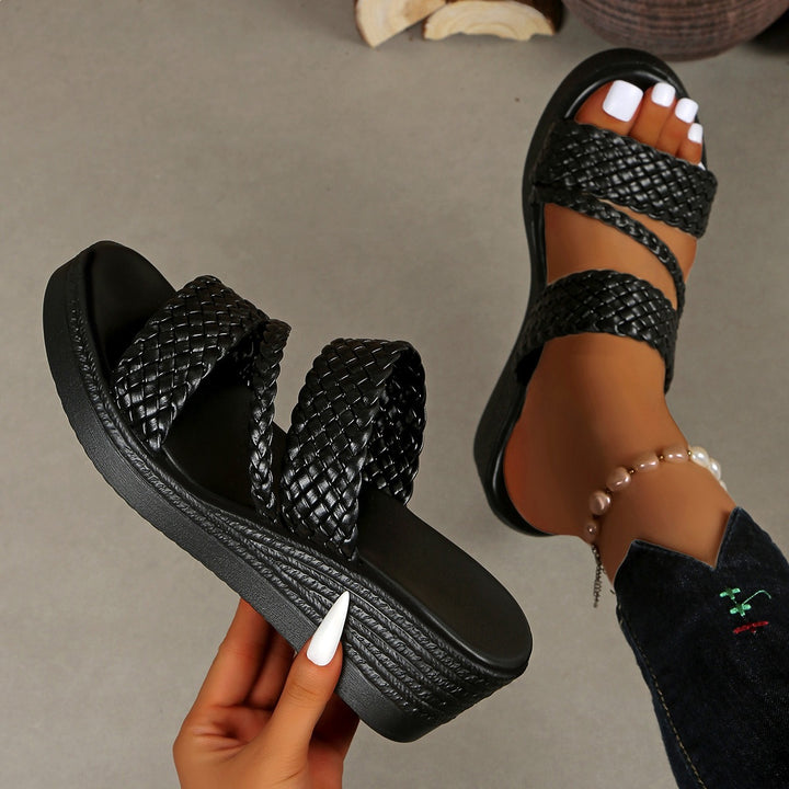 SUNKISSEDSTEP Women’s Isla Braided Platform Wedge Slides (US 5.5–9.5)