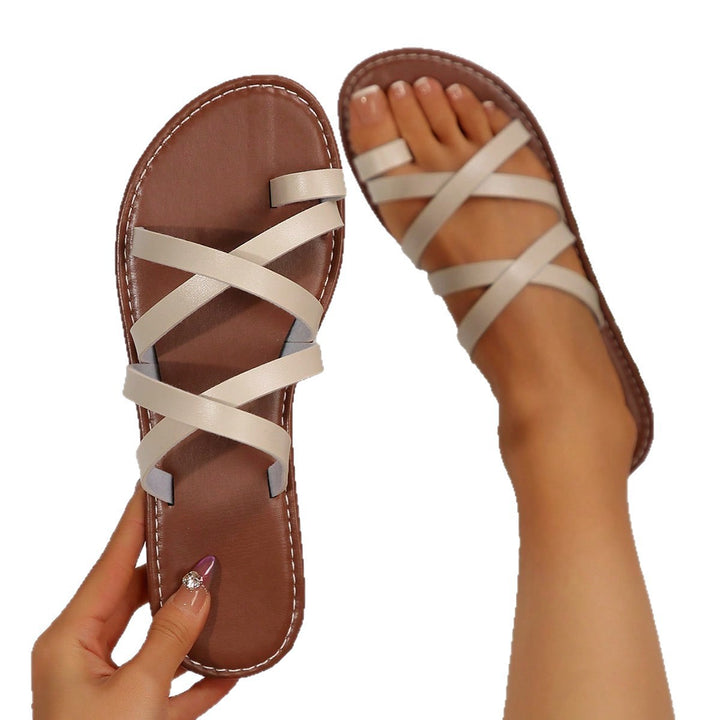 SUNKISSEDSTEP Women’s Coastal Cross-Strap Flip-Flop Sandals (US 6–9.5)