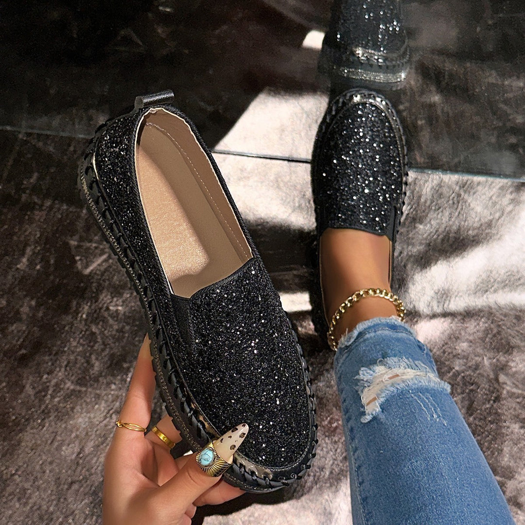 SUNKISSEDSTEP Women’s Sparkle Platform Slip-On Loafers