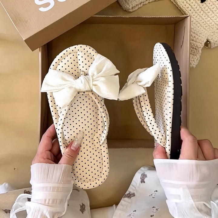 SUNKISSEDSTEP Women’s Polka Dot Bow Thong Sandals