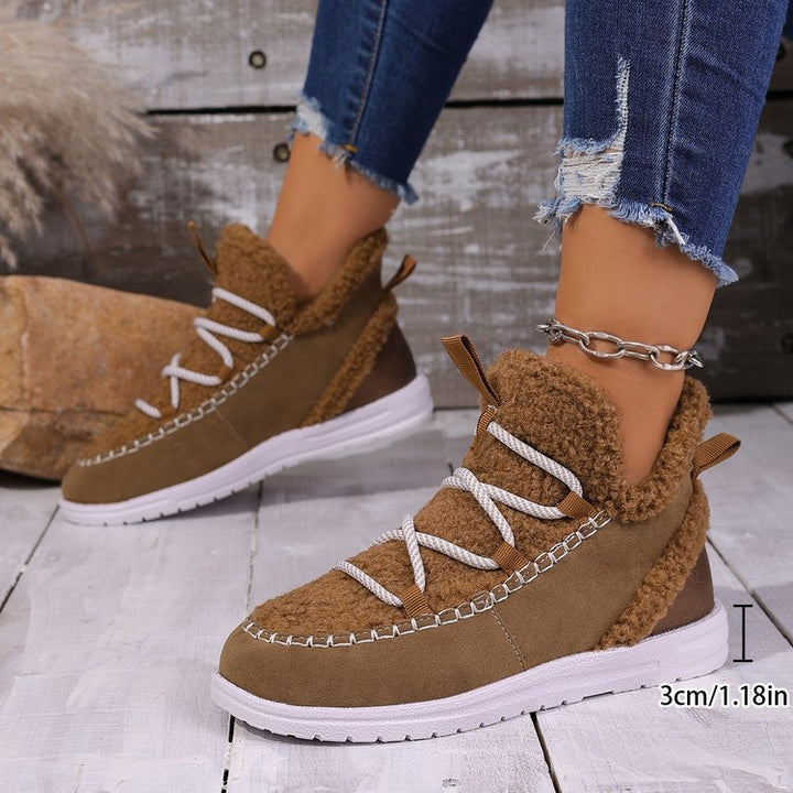 SUNKISSEDSTEP Women’s Cozy Mid-Calf Winter Boots – Warm Lined Lace-Up Snow Boots