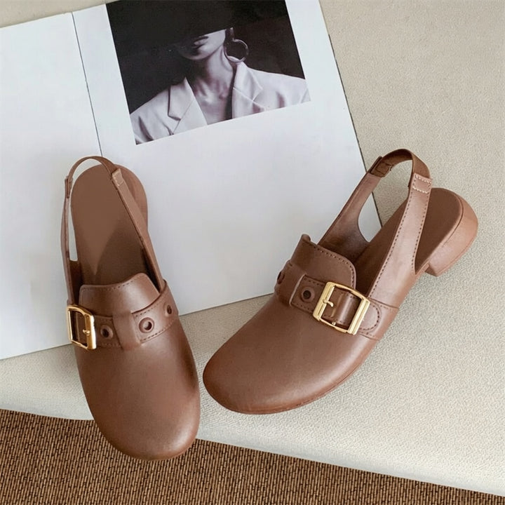 Elegant Buckle Back-Strap Flats