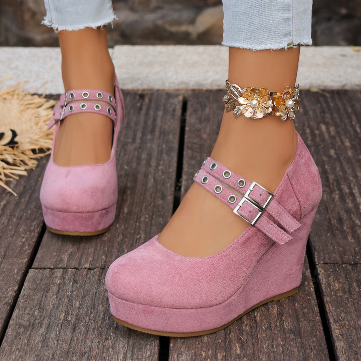 SUNKISSEDSTEP Women’s Buckle Wedge Platform Shoes
