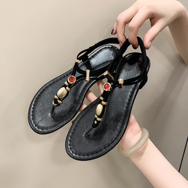 Crystal Charm Thong Sandals