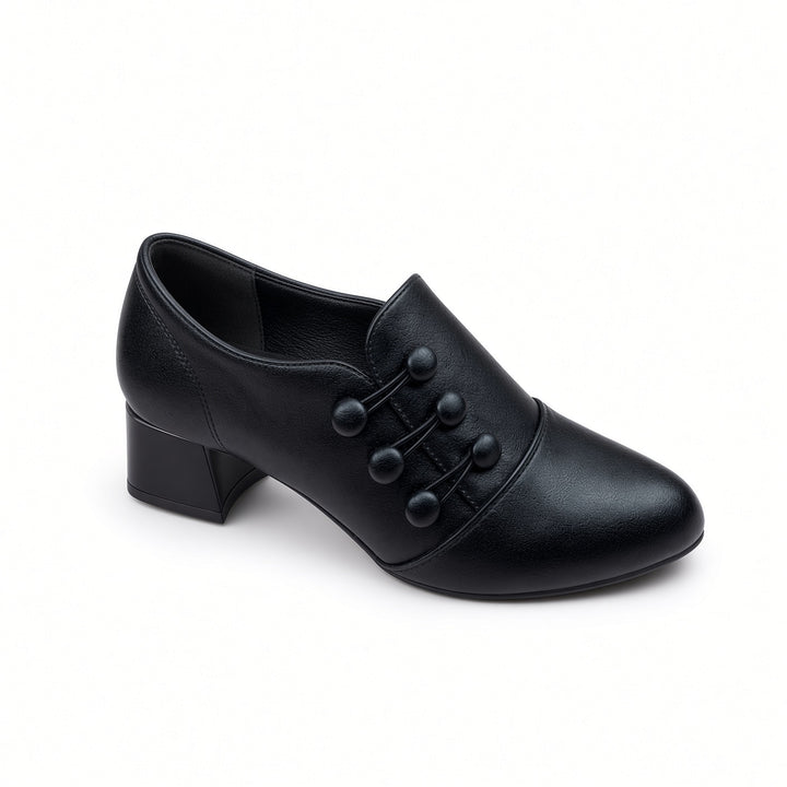 SUNKISSEDSTEP Women’s Mid Heel Button Detail Dress Shoes