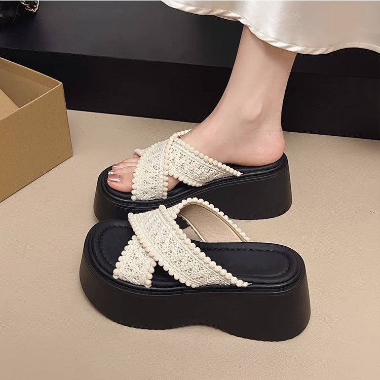 Boho Cross-Strap Platform Sandals