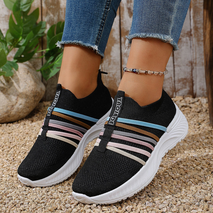 SUNKISSEDSTEP Women’s Multicolor Flyknit Slip-On Walking Sneakers