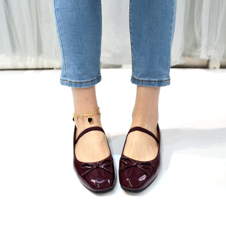 Glossy Mary Jane Flats