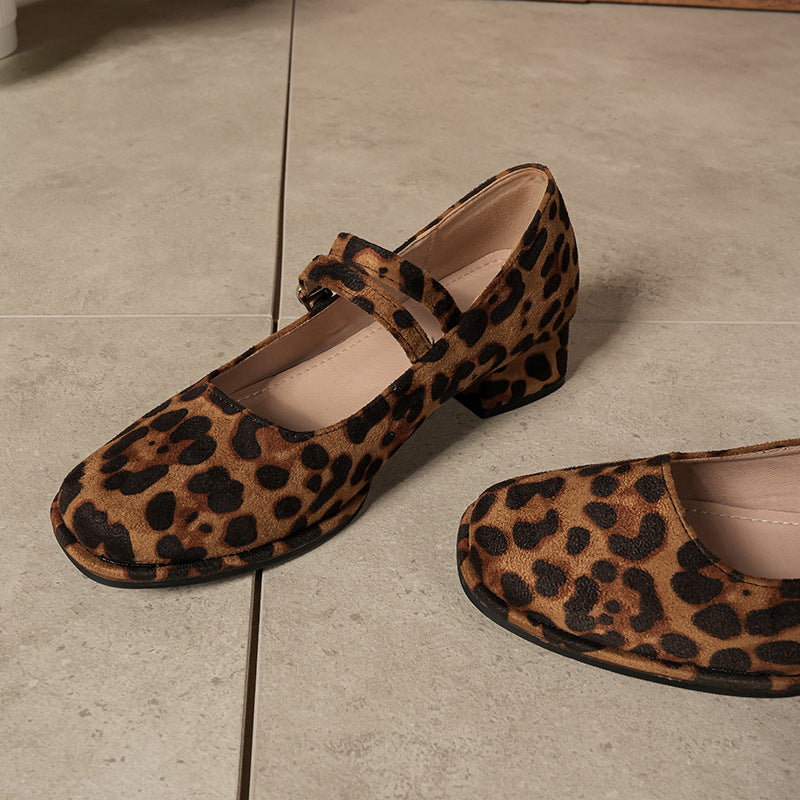SUNKISSEDSTEP Women’s Leopard Mary Jane Block Heels (US 5.5–9)