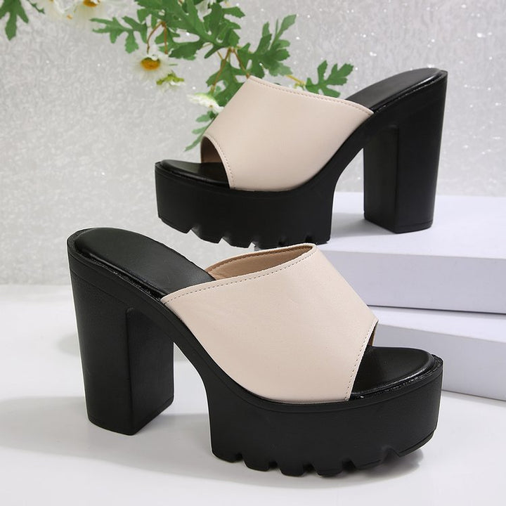 Chunky Platform Heel Slide Sandals
