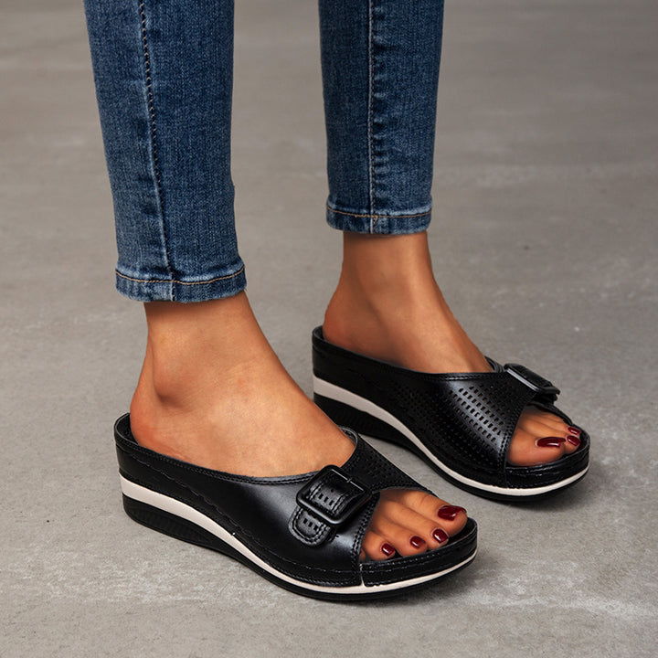 Cross Strap Platform Slide Sandals