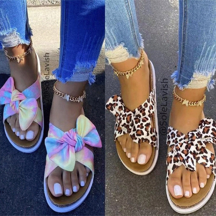 SUNKISSEDSTEP Women’s Leopard Bow Comfort Slides (US 5.5–9.5)
