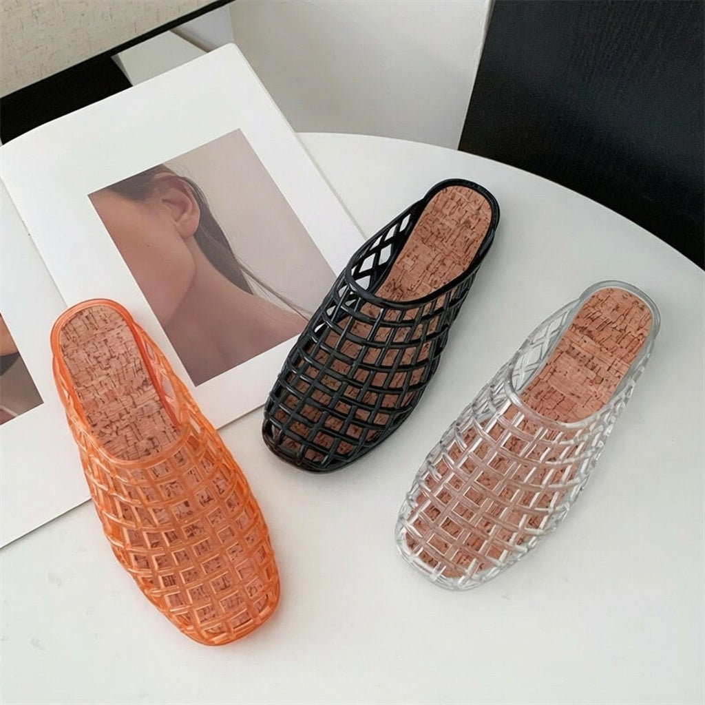 Square Toe Jelly Mule Sandals