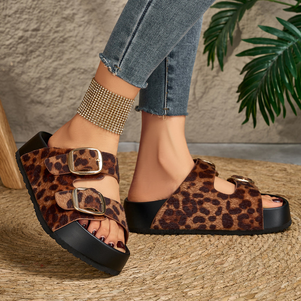 SUNKISSEDSTEP Women’s Savannah Leopard Platform Sandals (US 6–9)